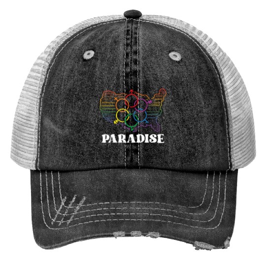 Paradise Pride Month Pride Flag LGBT Community LGB Print Trucker Hats