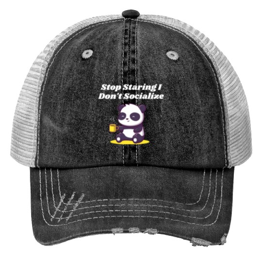 Stop Staring I Dont Socialize Nerd Introvert Weird Print Trucker Hats
