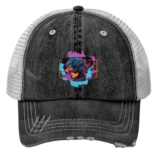cyberpunk IV Print Trucker Hats