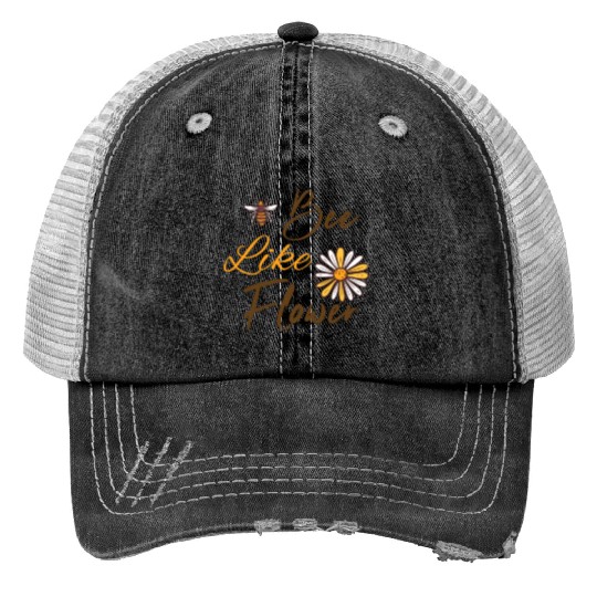 Bee like a flower Honey bee Print Trucker Hats