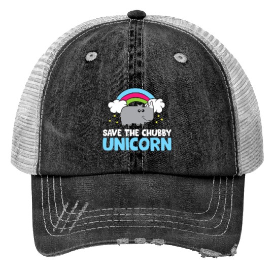 Save The Chubby Unicorn Rhinoceros Cute Rhino Print Trucker Hats