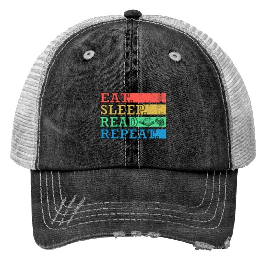 Eat Sleep Read Repeat World Book Day for Teacher Print Trucker Hats