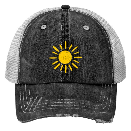Sun Sunshine Summer Sunny Grunge Print Trucker Hats
