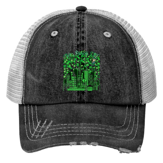 Chicago Illinois Saint Patricks Day Print Trucker Hats
