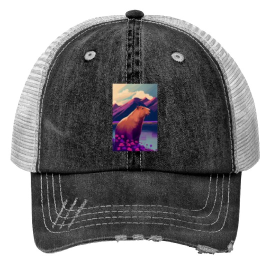 Capybara Nature Capibara Print Trucker Hats