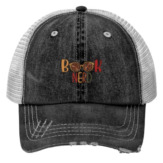Funny Book Nerd Librarian Teacher Student Reader Print Trucker Hats