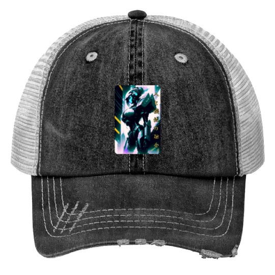 Neon Nights: A Cyberpunk Design 7 Print Trucker Hats