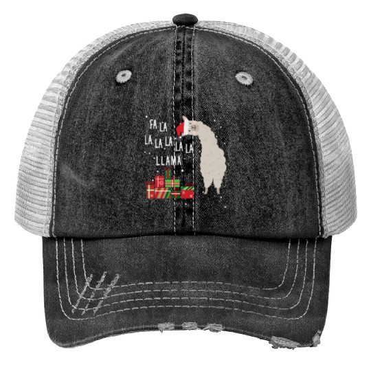 Fa La La Llama Print Trucker Hats