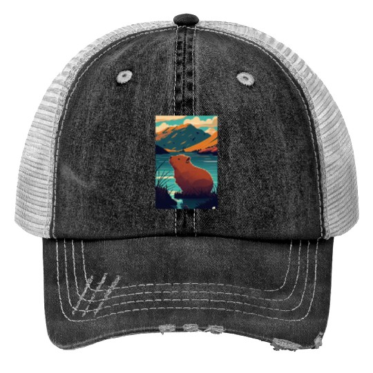 Capybara Nature Capibara Print Trucker Hats