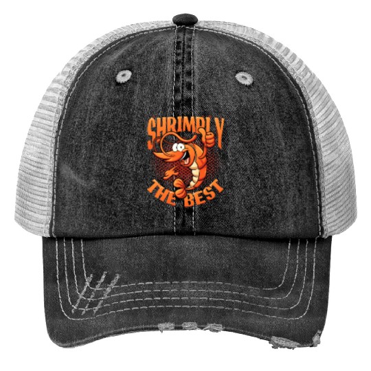 Shrimply The Best Aquarist Shrimp Farmer Print Trucker Hats