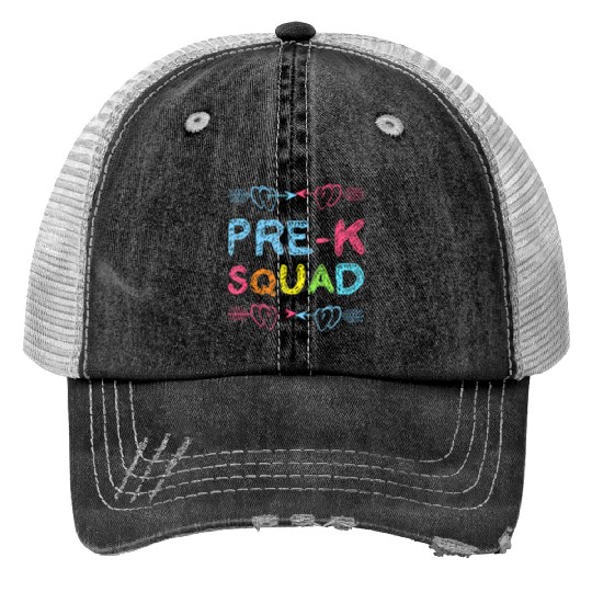 Pre - K Squad Preschool Teacher Back To School Print Trucker Hats
