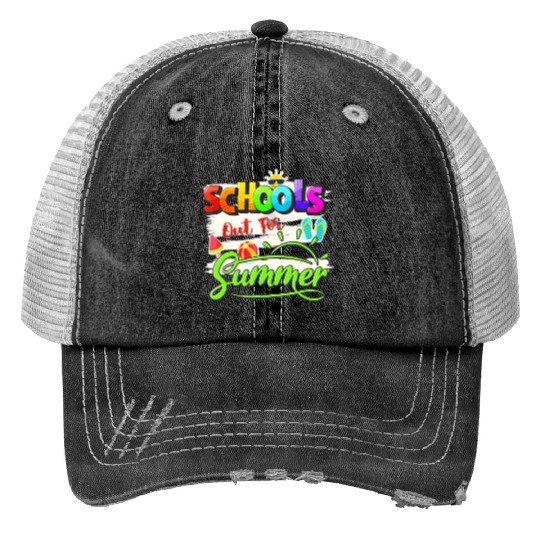 Schools Out For Summer Lover Funny Teacher Student Print Trucker Hats