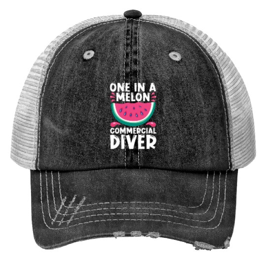 Diving Diver Melon Commercial Diving Print Trucker Hats