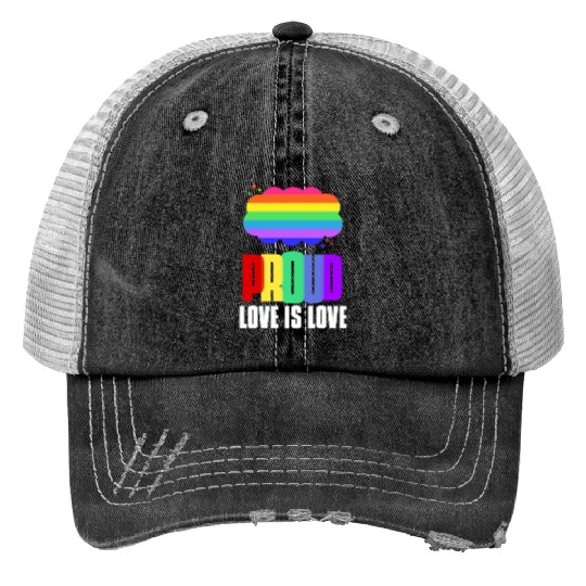 Proud LGBT Print Trucker Hats Love is Love Print Trucker Hats Rainbow Flag