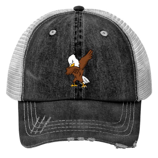 Dabbing American Bald Eagle Print Trucker Hats
