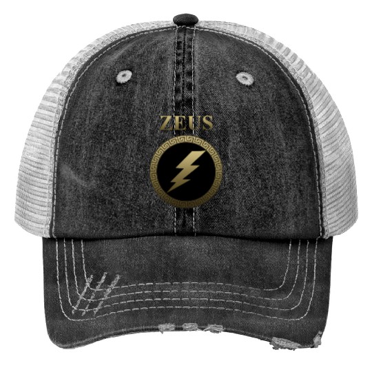 Zeus Ancient Greek God Thunderbolt Print Trucker Hats