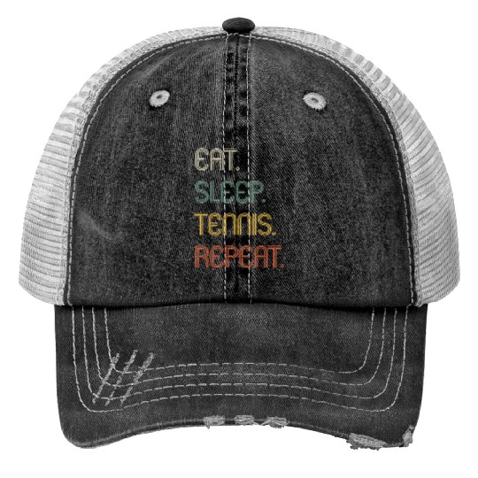 Eat Sleep Tennis Repeat Funny Gift Print Trucker Hats
