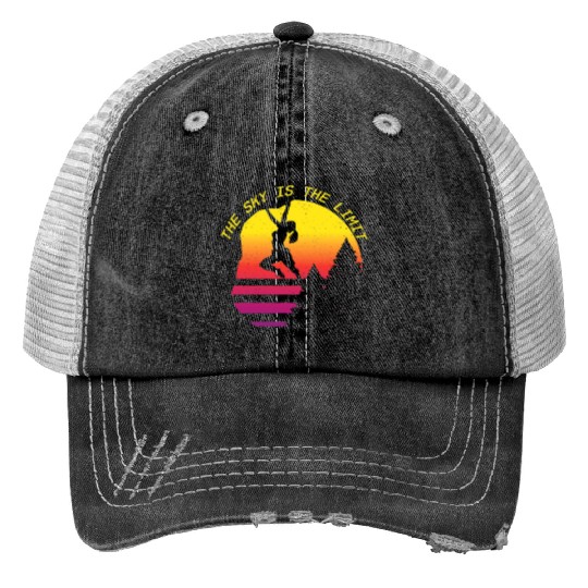 Sky Is The Limit Rock Climbing Free Wall Indoor Print Trucker Hats