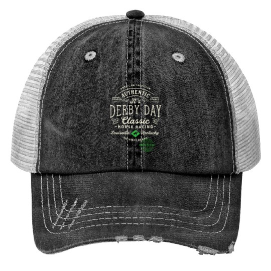 Derby Day Louisville Kentucky Horse Racing Print Trucker Hats