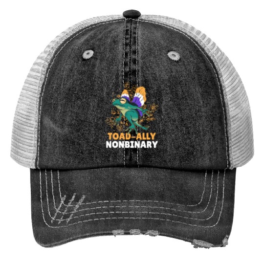 Toad-Ally Nonbinary Print Trucker Hats