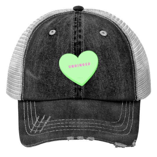 unhinged conversation heart Print Trucker Hats