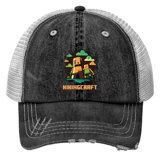 Square People Nature Hiking Print Trucker Hats