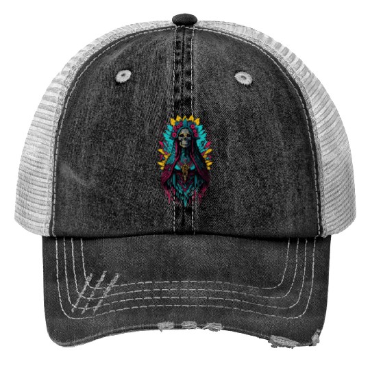 Santa Muerte de Guadalupe Print Trucker Hats