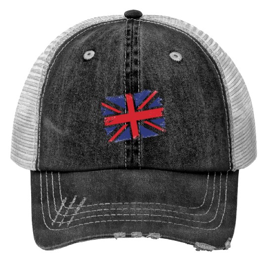 Union Jack Vintage UK Flag Great Britain UK Print Trucker Hats