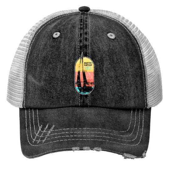 Martha'S Vineyard Sailing Print Trucker Hats