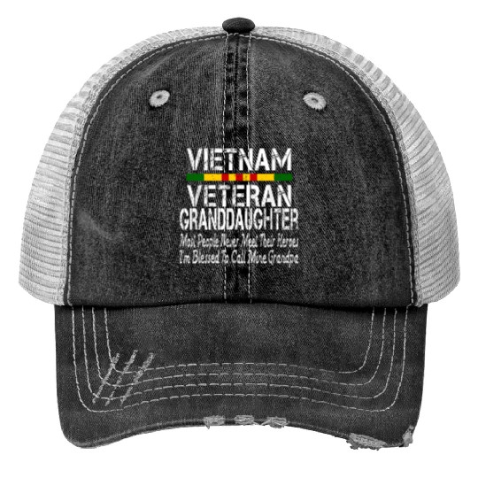 US Army Vietnam Veteran Granddaughter Print Trucker Hats