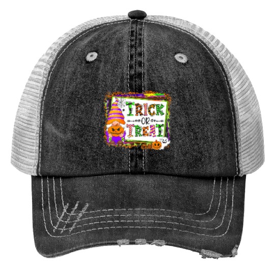 Halloween Gnomes Witch Autumn Trick Or Treat Print Trucker Hats