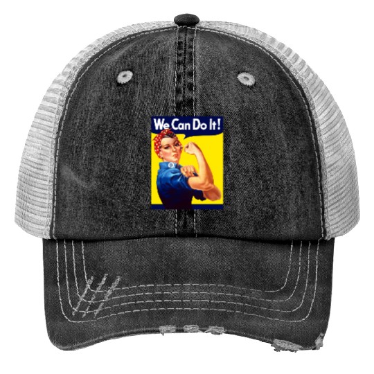 Rosie The Riveter We Can Do It Print Trucker Hats