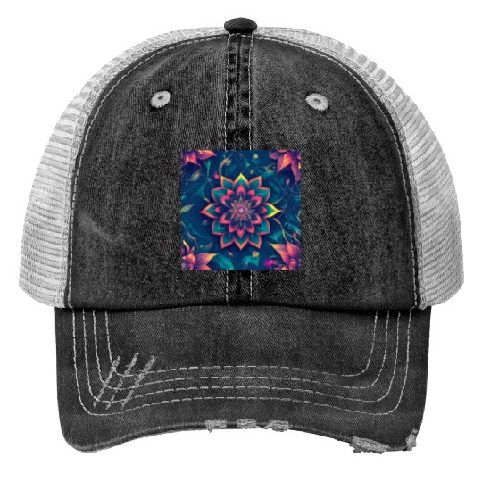 Cyberpunk flowers Print Trucker Hats