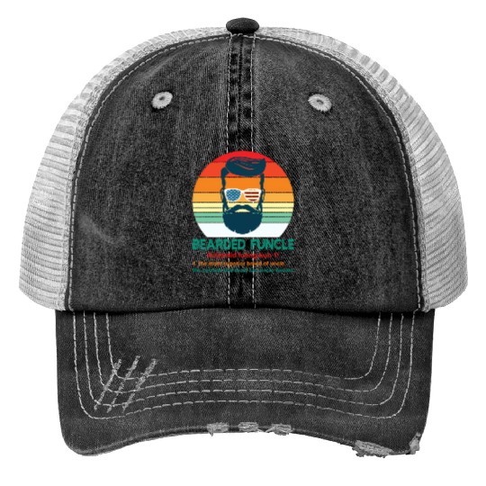 Bearded Funcle Definition Uncle Print Trucker Hats