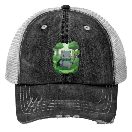 Wombat Hero - Green Cape Wombat Print Trucker Hats