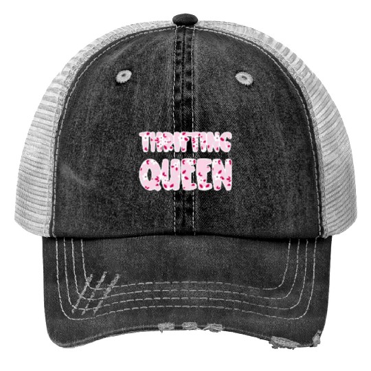 Thrifting Queen pink floral Print Trucker Hats