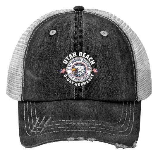 UTAH Beach airborne division 80th anniversary Print Trucker Hats
