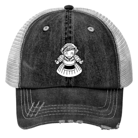 Cute Little Farmer Girl Print Trucker Hats