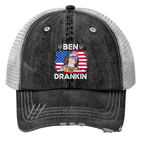 Ben Drankin US President Independence Day Print Trucker Hats