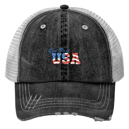 God Bless America Print Trucker Hats