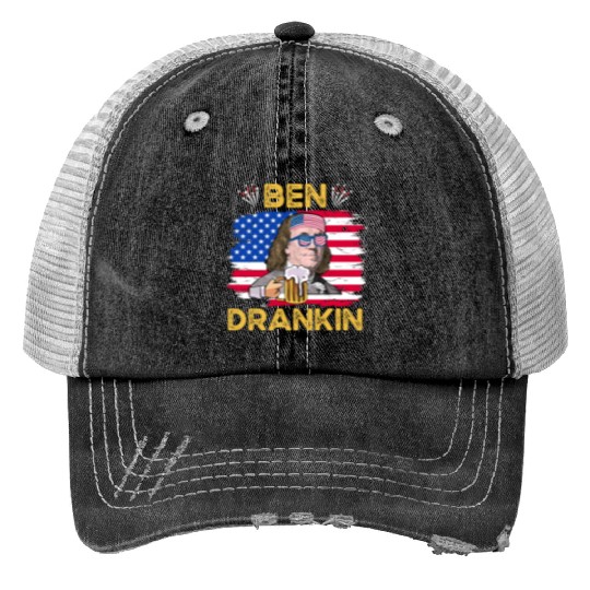 Ben Drankin US President Independence Day Print Trucker Hats