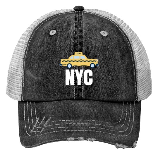 Nyc New York City Taxi Travel Usa Cities Print Trucker Hats