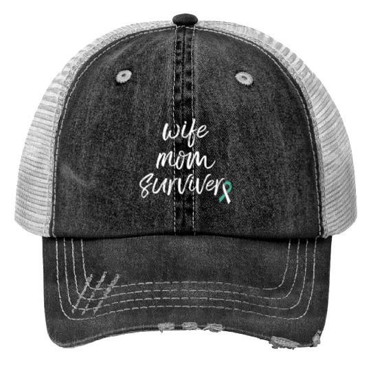 Cervical Cancer Awareness Products Ribbon Survivor Print Trucker Hats