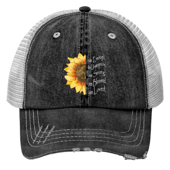 Sunflower - I Am Enough - Sunflower Print Trucker Hats
