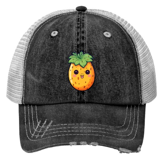 Papaya kawaii Print Trucker Hats