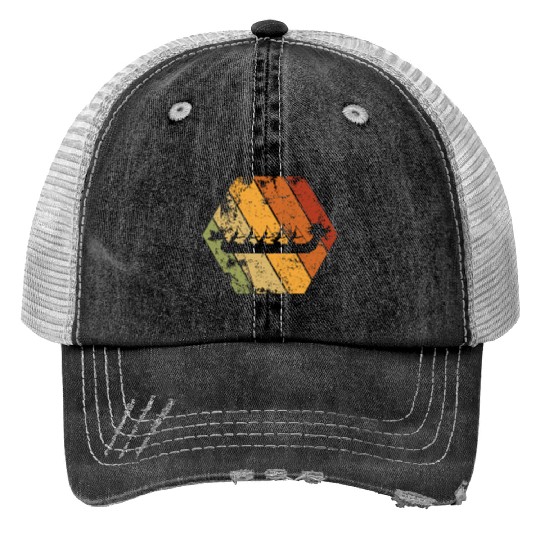 Dragon Boat Racing Retro Vintage Hexagon Logo Print Trucker Hats