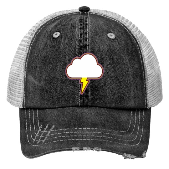 Thunder Cloud Lightning Raining Storm Print Trucker Hats