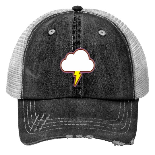 Thunder Cloud Lightning Raining Storm Print Trucker Hats