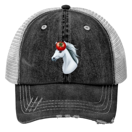 Horse Head Tomato - Creative Horse & Vegetable Print Trucker Hats