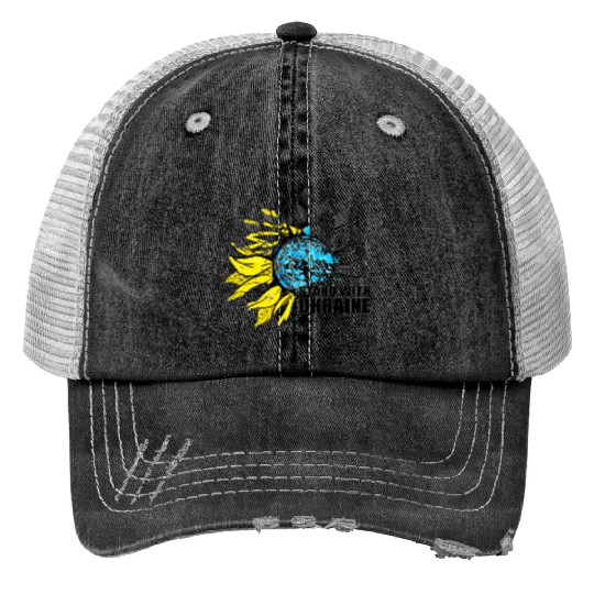 Sunflower Ukrainian Flag I Stand With Ukraine Ukra Print Trucker Hats